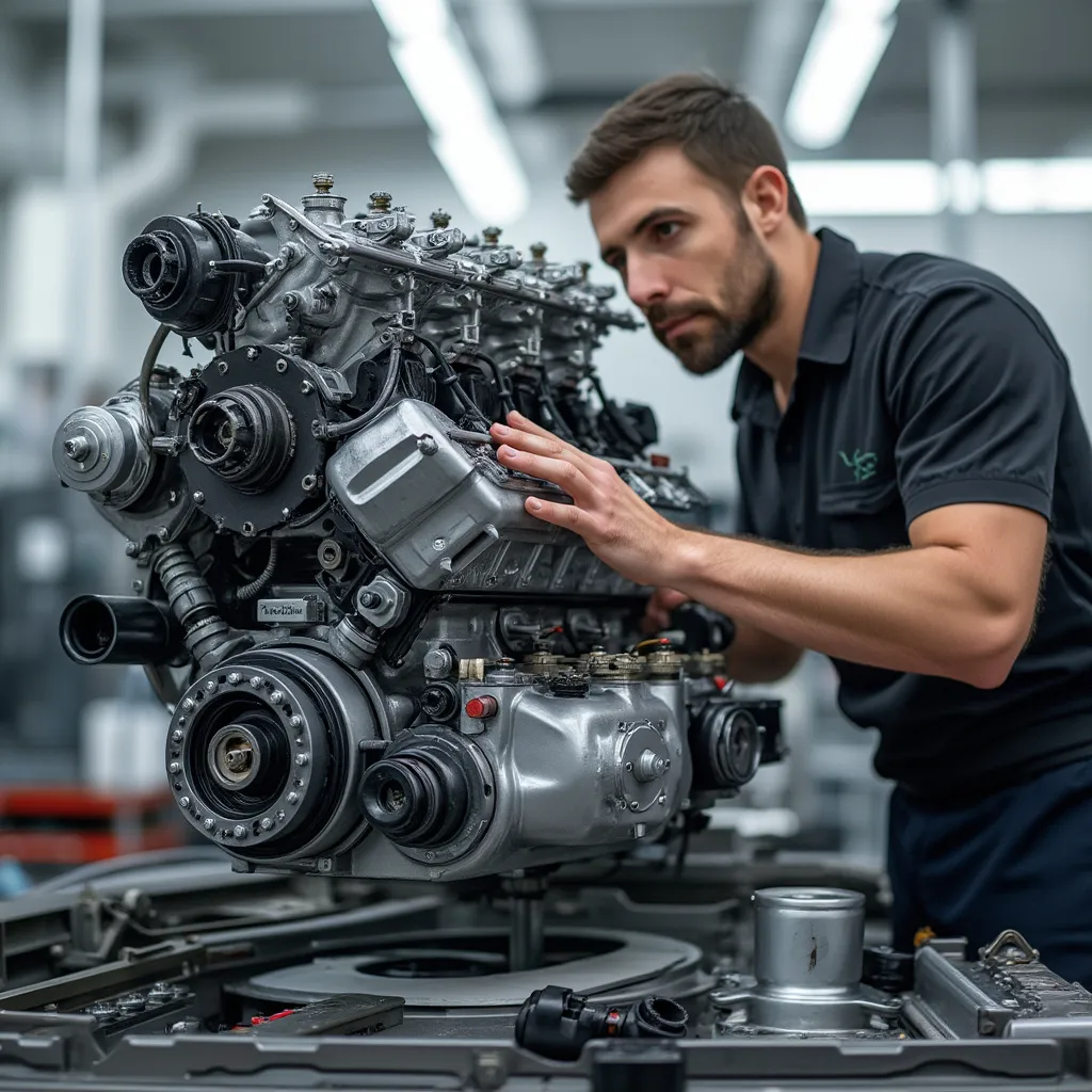 Motor Porsche 911 în timpul reparației